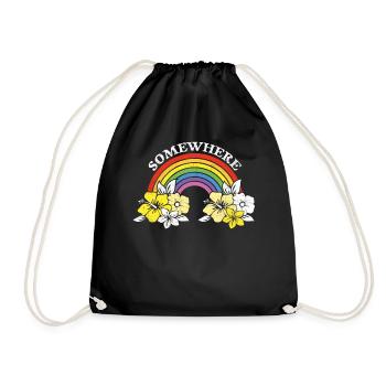 Rainbow Somewhere LGBT Clouds Homo Gift - Drawstring Bag - black - Front
