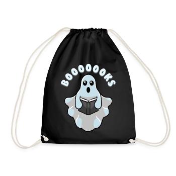 GHOSTS Halloween Book Ghost - Drawstring Bag - black - Front