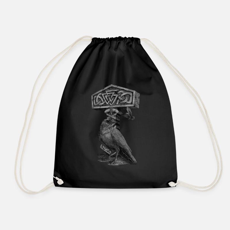 Mjölnir Thor's Hammer Ravens Odin's Nordic Myths - Drawstring Bag - black