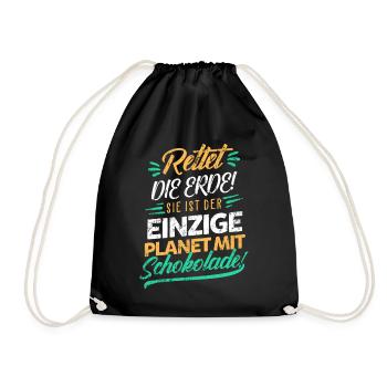 Chocolate climate protection - Drawstring Bag - black - Front