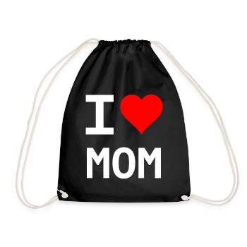 I Love Mom – Heart for Mom - Drawstring Bag - black - Front
