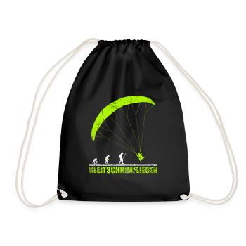 Gleitschirmfliegen Evolution Geschenk - Turnbeutel - Schwarz - Vorne