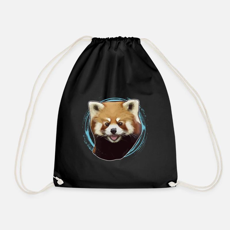 laughing red panda asia China - Drawstring Bag - black