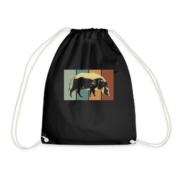 Sanglier cochon brosse rétro - Sac de sport léger - noir - Devant