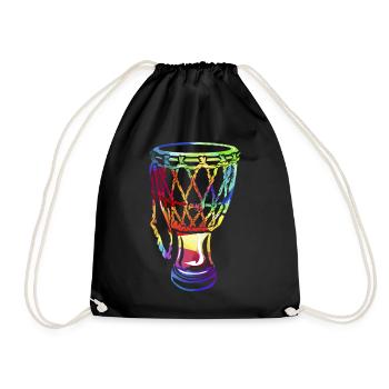 Djembe Trommel - Turnbeutel - Schwarz - Vorne