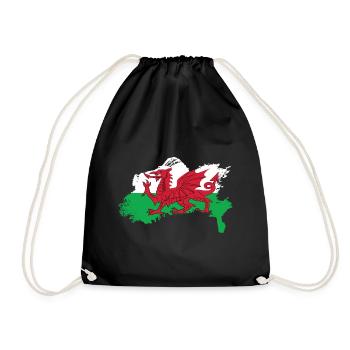 Wales country travel gift - Drawstring Bag - black - Front