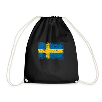 Sweden flag flag used-look Stockholm Sweden - Drawstring Bag - black - Front