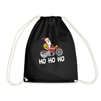 Santa Claus Biker Weihnachtsmann Nikolaus Motorrad - Turnbeutel - Schwarz - Vorne