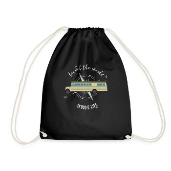 Skoolie Life Converted school bus - Drawstring Bag - black - Front