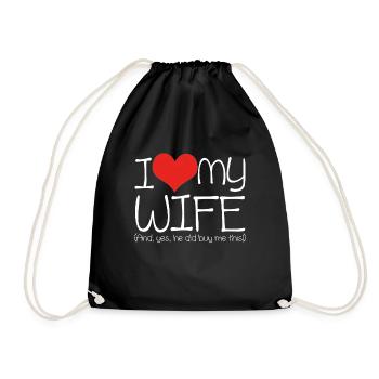 Proud Husband Father Awesome Wife Gift Idea - Drawstring Bag - black - Front