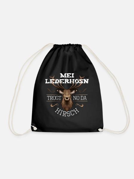 Mei Lederhosn trogt no da Hirsch Wiesn - Turnbeutel - Schwarz