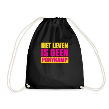 Funny Sayings: Het Leven is geen Ponykamp - Drawstring Bag - black - Front