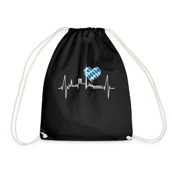 Munich Skyline Heartbeat Bayern Fan Blue Flag - Drawstring Bag - black - Front