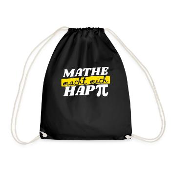 Mathe Macht Mich Happy - Mathe Spruch Geschenk - Turnbeutel - Schwarz - Vorne