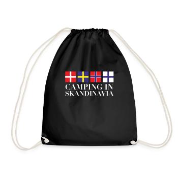 Camping Urlaub in Skandinavien Geschenkidee - Turnbeutel - Schwarz - Vorne