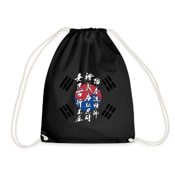 Taekwondo Korean flag Jungshin teaching - Drawstring Bag - black - Front