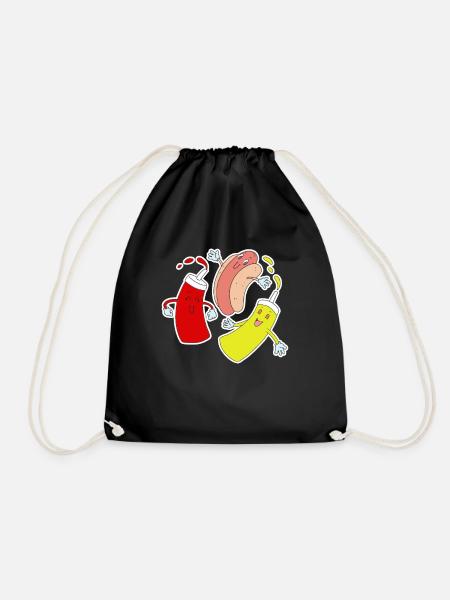 Hot Dog und Freunde Ketchup Senf - Turnbeutel - Schwarz