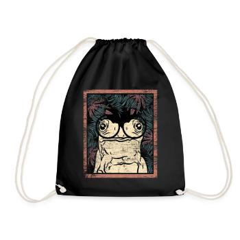 Frosch Kröte Geschenk - Turnbeutel - Schwarz - Vorne