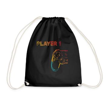 Gaming Player 1 gift idea - Drawstring Bag - black - Front