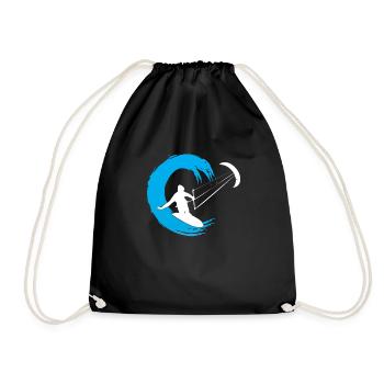 Kitesurfer in der Welle - Turnbeutel - Schwarz - Vorne