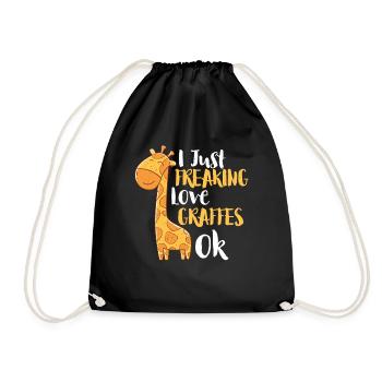 Giraffe animal love - Drawstring Bag - black - Front