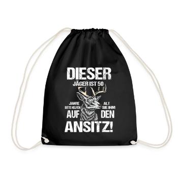 Jäger 50 Geburtstag Lustiger Spruch - Turnbeutel - Schwarz - Vorne
