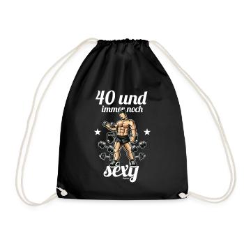 40. Geburtstag Kraftsportler Lustiger Spruch - Turnbeutel - Schwarz - Vorne