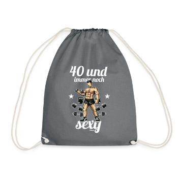 40. Geburtstag Kraftsportler Lustiger Spruch - Turnbeutel - Grau - Vorne