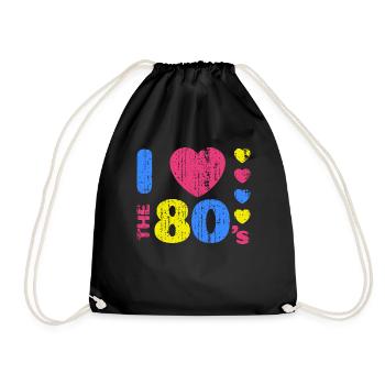 Eighties 80s 1980s vintage 1980 Party Love - Drawstring Bag - black - Front