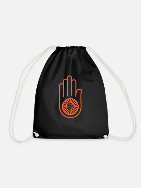 Ahiṃsā im Jainismus | Orange Hand mit einem Rad auf - Turnbeutel - Schwarz