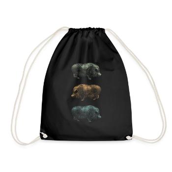 Retro Schwein Wildschwein Keiler Geschenk - Turnbeutel - Schwarz - Vorne