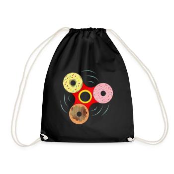 Donut Fidget Spinner Sweet Mashup - Drawstring Bag - black - Front