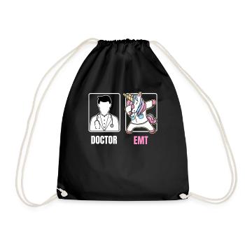EMT Dabbing Unicorn Funny Boring Doctor Quote Fun - Drawstring Bag - black - Front