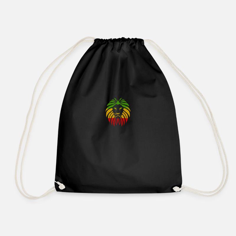 Rasta Reggae Lion Rastafari Jamaica Holiday Caribbean - Drawstring Bag - black