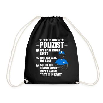 Lustiger Polizist Polizei Spruch Geschenk - Turnbeutel - Schwarz - Vorne