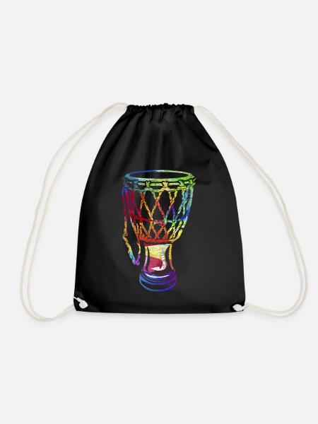 Djembe goblet drum gift - Drawstring Bag - black