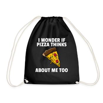 Pizza Pizzer Pizzeria Italien Salami Käse Geschenk - Turnbeutel - Schwarz - Vorne