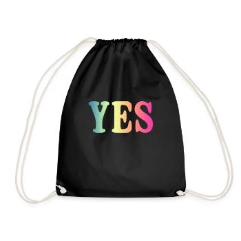 YES - Cool Funny Positive Saying - Drawstring Bag - black - Front
