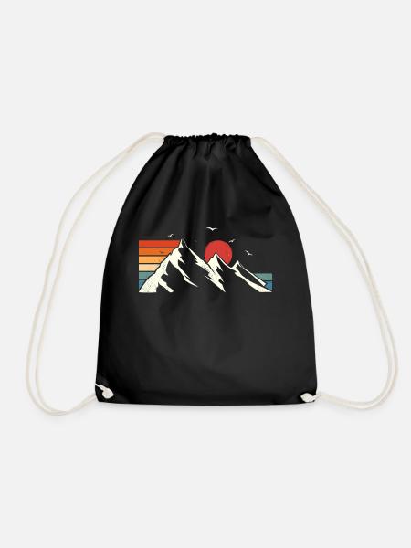 Retro Vintage Wandern Skifahren Bergsport Shirt - Turnbeutel - Schwarz