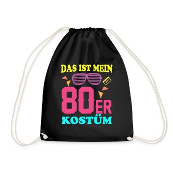 80er Kostüm - Turnbeutel - Schwarz - Vorne