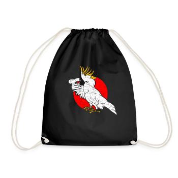 Funny cockatoo parrot hairstyle - Drawstring Bag - black - Front