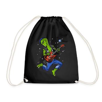 Space Alien Gitarrist Musiker - Turnbeutel - Schwarz - Vorne