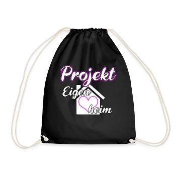 Projekt Eigenheim lustiges Geschenk - Turnbeutel - Schwarz - Vorne