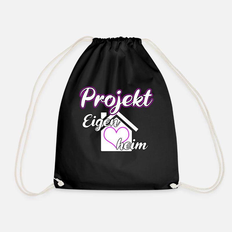 Projekt Eigenheim lustiges Geschenk - Turnbeutel - Schwarz