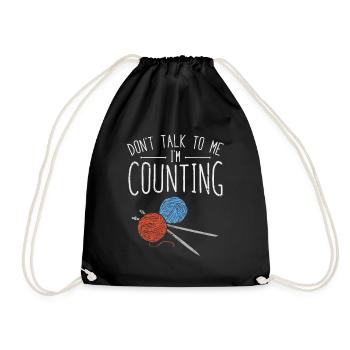 Crochet wool crochet hook handmade gift - Drawstring Bag - black - Front