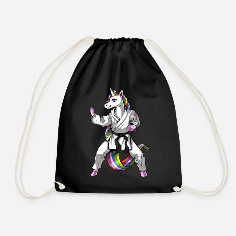 Einhorn Mädchen Karate - Turnbeutel - Schwarz