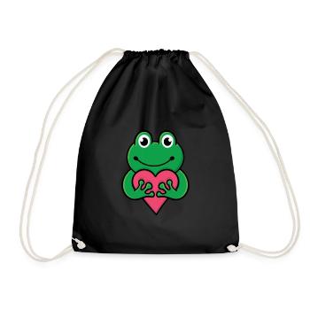 Heartfelt Frog Embrace - Drawstring Bag - black - Front