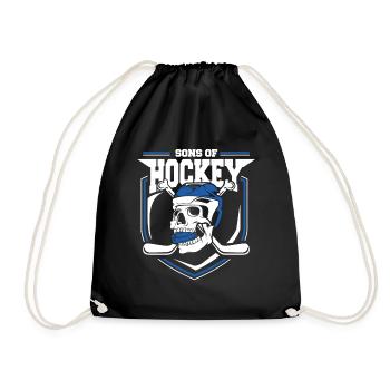 Eishockey Schläger Retro Schädel Geschenk - Turnbeutel - Schwarz - Vorne