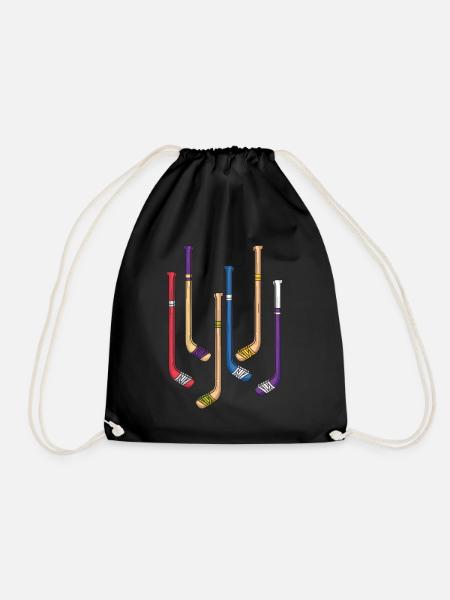 Hockey Stick Hockey Retro Hockey Stick Gift - Drawstring Bag - black