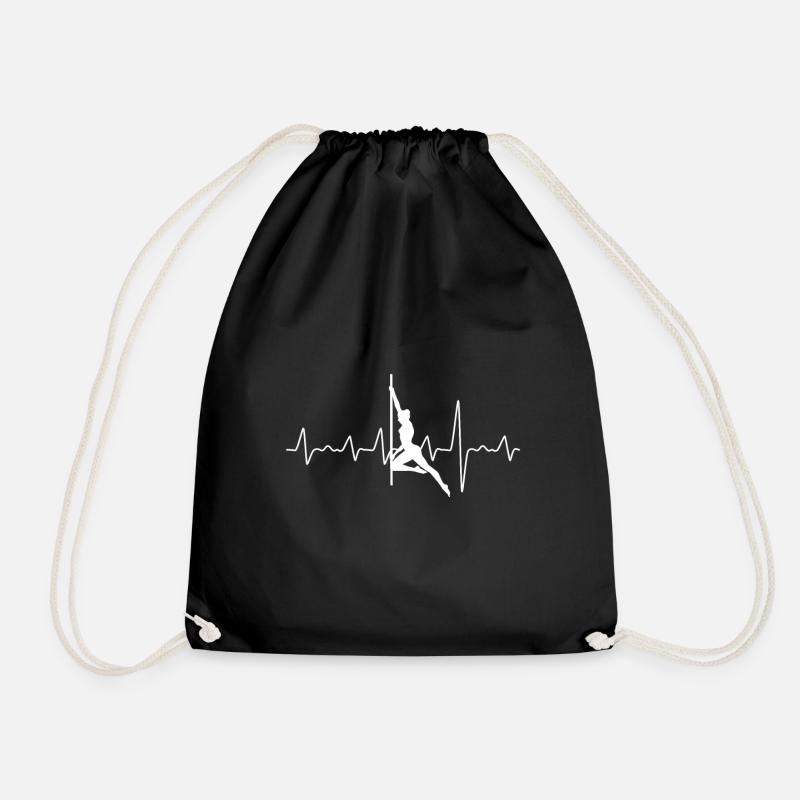 Heartbeat Pol Dancing Design Art Gift - Drawstring Bag - black